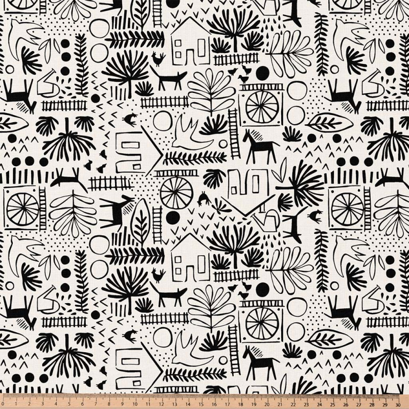 Printed Cotton BOUNTY Ecru / Black